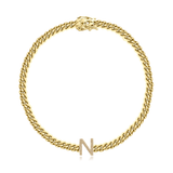 Small Diamond Initial Cuban Link Bracelet