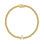 Small Diamond Initial Cuban Link Bracelet