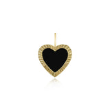 Small Fluted Outline Stone Heart Charm