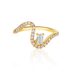 Solitaire Diamond Wiggly Pave Ring