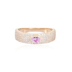 Solitaire Gemstone Thick Pave Ring