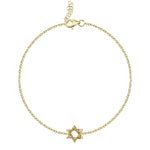 Small Star of David Half Gold and Half Pave Bracelet