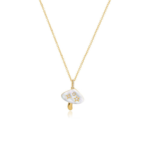 Enamel Mushroom Diamond Necklace