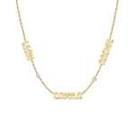 Multiple Cutout Gold Names and Multi Shape Diamonds Necklace