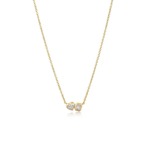 Two Small Diamond Bezel Necklace