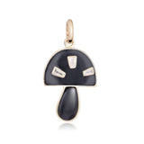 Black Mushroom Charm with Baguette Diamonds