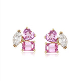 Small Two-Gemstones and Diamond Multishape Earrings