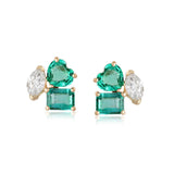 Small Two-Gemstones and Diamond Multishape Earrings