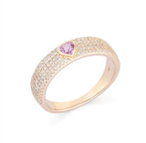 Solitaire Gemstone Thick Pave Ring