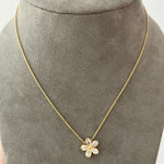 Pear Bezel Flower Chain Necklace