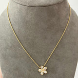 Pear Bezel Flower Chain Necklace