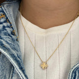 Fluted Pave Outline Clover Necklace