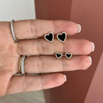 Medium Pave Outline Stone Heart Studs