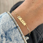 Pave Initial and Gold Name Paperclip Bracelet