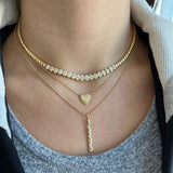 Golden Oval Diamonds Tennis Necklace