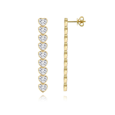 Dropdown Diamond Hearts Statement Earrings