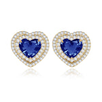 Double Halo Gemstone Heart Earrings