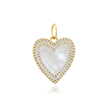 Double Pave Outline Stone Heart Charm