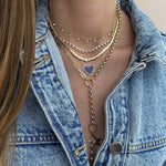 Half Rolo Half Paperclip Lariat with Clasp Chain