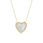 Large Fluted Outline Stone Heart Necklace