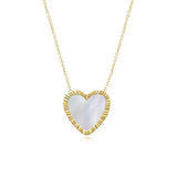 Large Fluted Outline Stone Heart Necklace