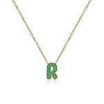 Pave Gemstone Initial Necklace