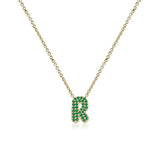 Pave Gemstone Initial Necklace