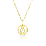 Gold Disc Cutout Initial Necklace