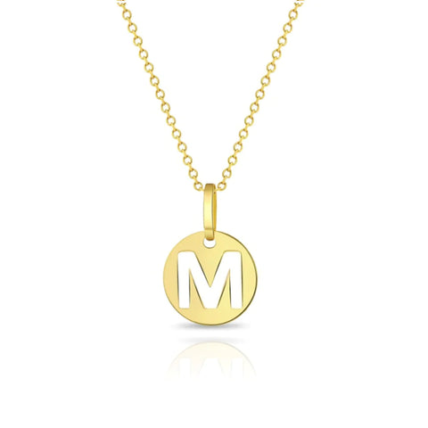 Gold Disc Cutout Initial Necklace