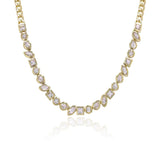 Multi Shape White Topaz Bezel Cuban Necklace