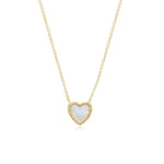 Small Fluted Outline Stone Heart Necklace