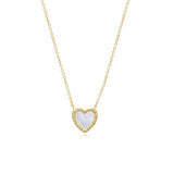 Small Fluted Outline Stone Heart Necklace