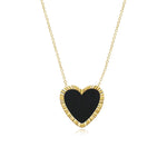 Large Fluted Outline Stone Heart Necklace