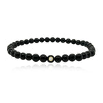 Large Onyx Bead and Single Diamond Men Bracelet