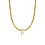 Pave Initial Solid Cuban Necklace