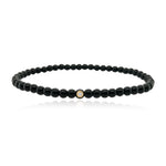 Small Onyx Bead and Single Diamond Men Bracelet