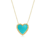 Large Fluted Outline Stone Heart Necklace