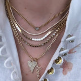 Golden Heart Seven Diamond Tennis Necklace