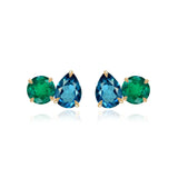 Medium Two-Gemstones Earrings