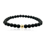 Large Onyx Bead and Black Diamond Men Bracelet