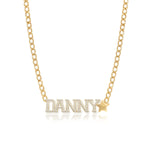 Cutout Diamond Name & Gold Charm Necklace