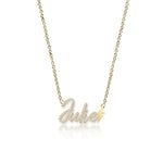 Cutout Diamond Name & Gold Charm Necklace