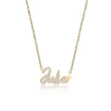 Cutout Diamond Name & Gold Charm Necklace