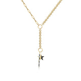 Half Rolo Half Paperclip Lariat with Clasp Chain