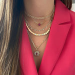 Large Three Diamond Golden Square Necklace