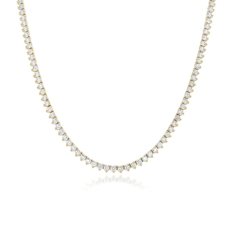 Thin Three Prong Diamond Tennis Necklace