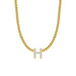 Pave Initial Solid Cuban Necklace