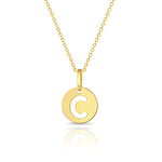 Gold Disc Cutout Initial Necklace