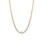 Round Bezel Diamond Golden Necklace