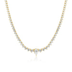 Diamond Tennis Necklace with Pear Center Diamond